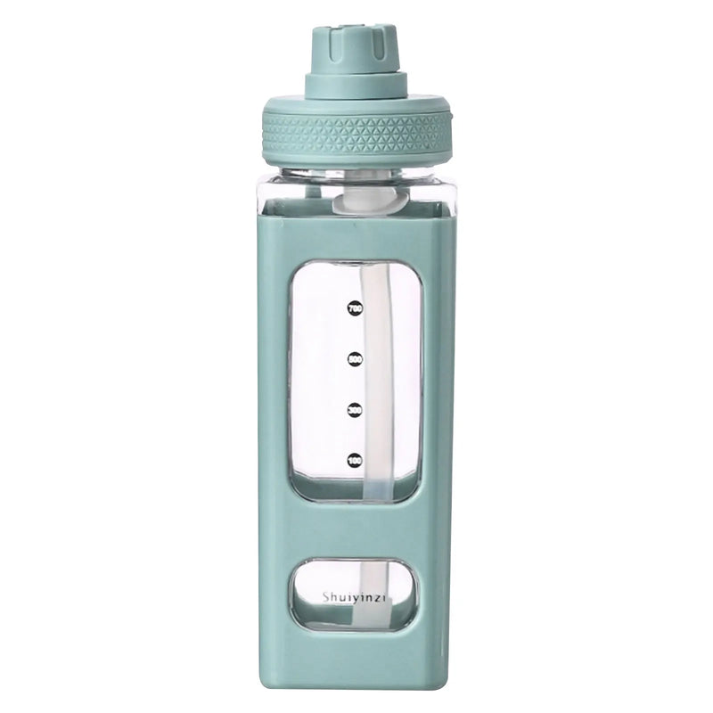 Botella de agua a prueba de fugas con pajita cuadrada, lindas botellas de agua resistentes al calor para mujeres, hombres, niños, regalos de cumpleaños