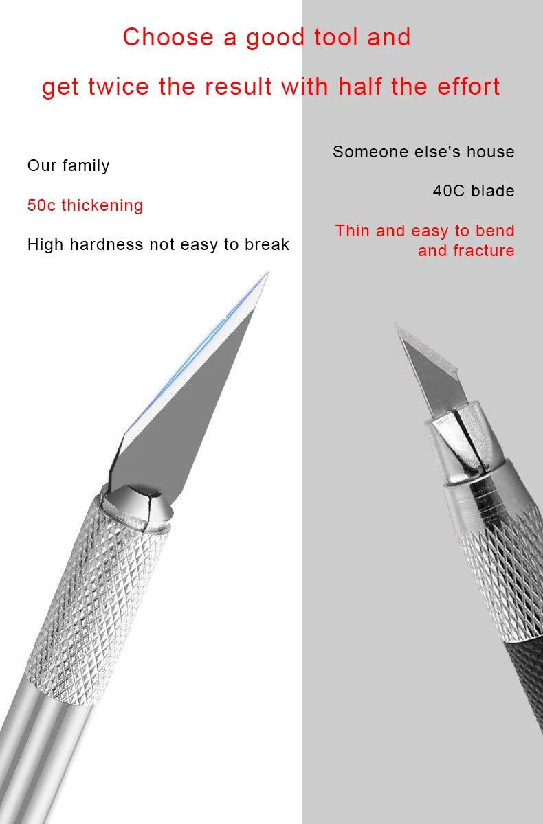 Non-Slip Metal Scalpel Knife Tools Kit Paper Cutter Engraving Craft Knives +5pcs Blades Mobile Phone PCB DIY Repair Hand Tools