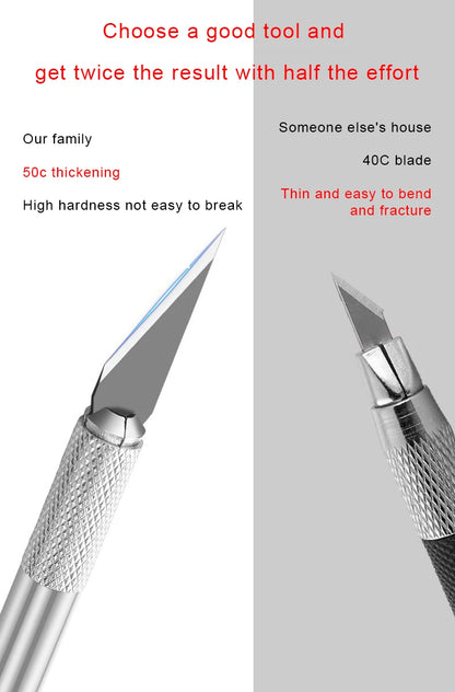 Non-Slip Metal Scalpel Knife Tools Kit Paper Cutter Engraving Craft Knives +5pcs Blades Mobile Phone PCB DIY Repair Hand Tools
