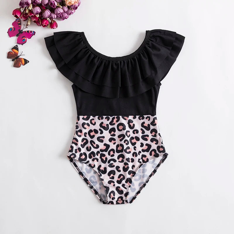 One Piece Girl Swimsuits 1 2 3 4 5 Year Baby Printed Swimwear Summer Beach Bathing Bikini Clothes Kids Bow Seaside Swimming Wear