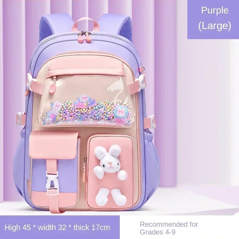 Mochila escolar ligera Kawaii para niñas de primaria 2025, impermeable, colorida, de viaje, ideal como regalo.