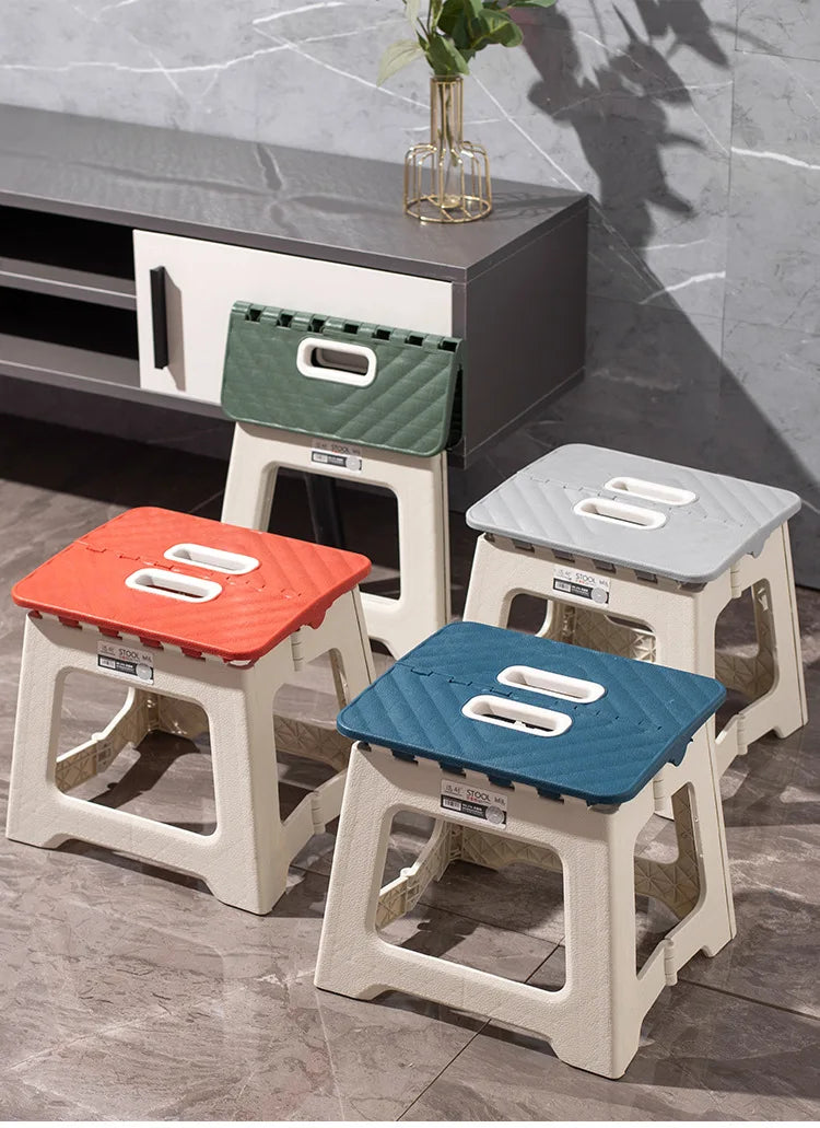Portable Folding Stool Thickened Plastic Campstool Mini Hand Held Chairs Outdoor Activities Fishing Bench Household Space Saving