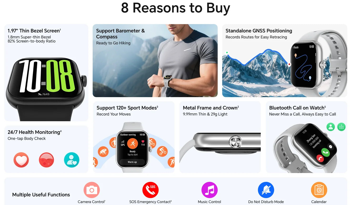 HONOR CHOICE INFOWEAR Watch 2 Pro – Tela AMOLED de 1,97" com bordas finas, suporte a barômetro e bússola, e posicionamento GNSS autônomo.