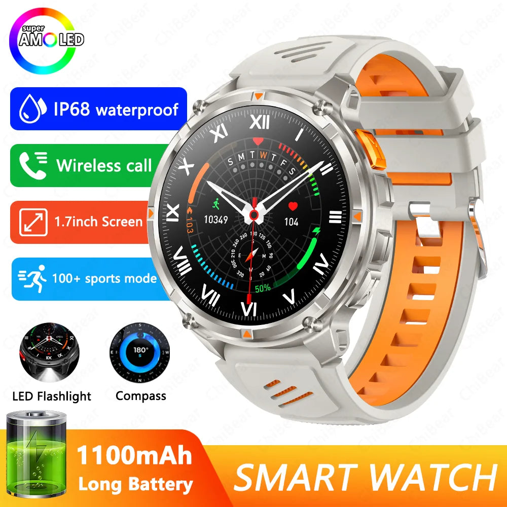 Novo Smartwatch T-Rex3 Pro 2026 – Bateria de 1100mAh, GPS com rastreamento de rota, Resistência à água 5ATM, Monitoramento de esportes e corrida, Bússola, Estilo militar