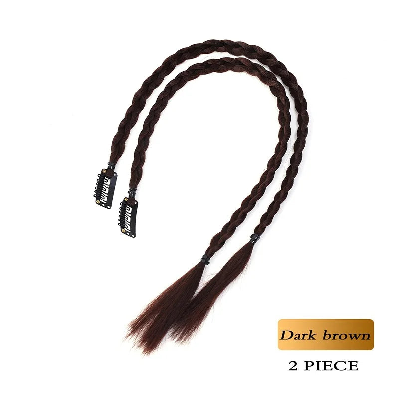 Synthetic 2pcs Braid Wig With Strong BB Clip Lightweight Box Braid Ponytail Hair Piece for Women