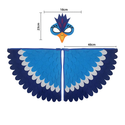 Children Owl Wings Costume Animals Peacock Felt Cloak with Mask for Kids Boys Girls Stage Performance Halloween Party Cape
