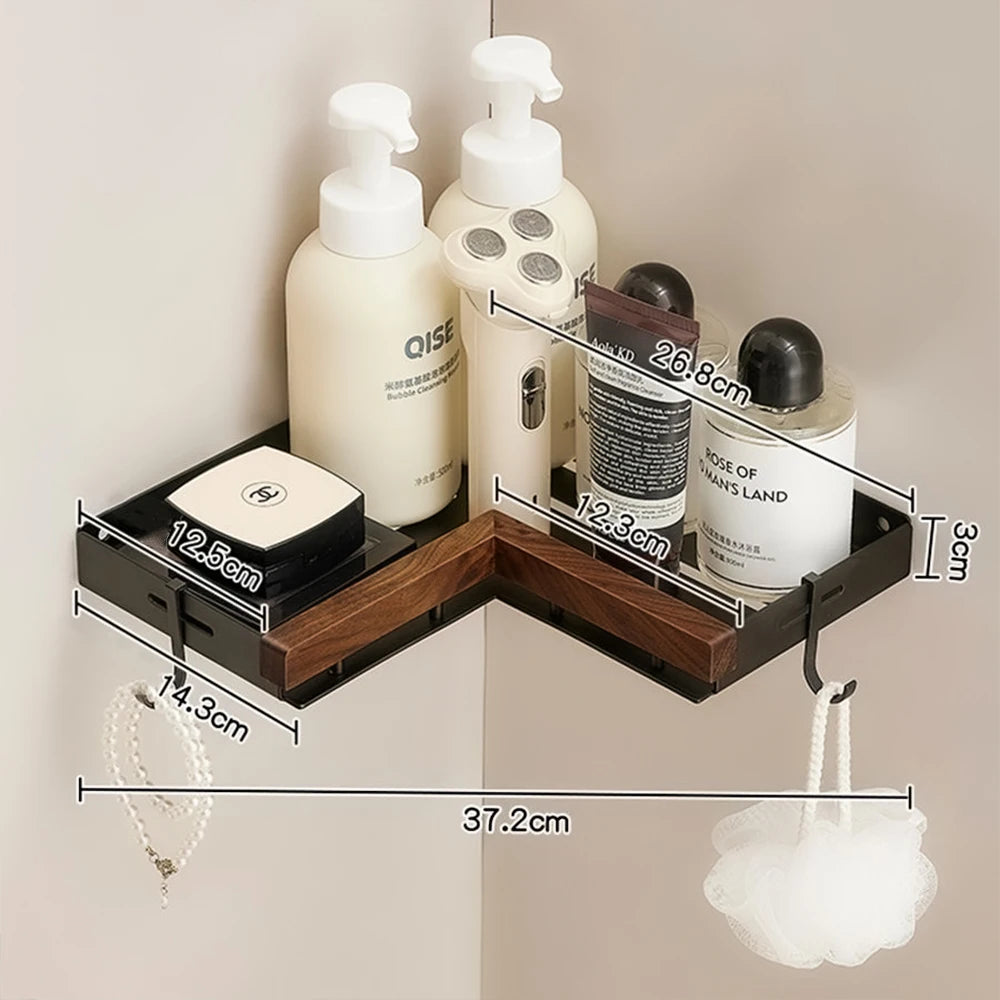 Estantes de baño para inodoro de nogal con trípode. No requiere perforación. Estilo nórdico. Madera maciza pura, resistente al agua y a la humedad.
