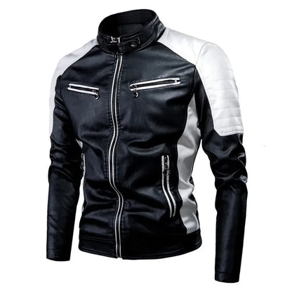2022 Fashionable Casual Men's Leather Jacket Splice Motorcycle Amazon Vintage Cross-Border Spring Autumn Thin Style Wear