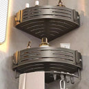 No Drill Bathroom Corner Shelf Wall Mounted Shower Corner Shelves with Hook Towel Bar Space Aluminum Bathroom Organizer Rack