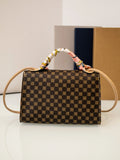 Casual Versatile Floral Print Shoulder Bag Simple Design Silk Scarf Handbag Fresh Sweet Style PVC Material Small Square Bag