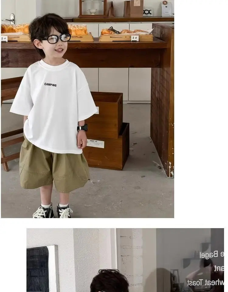 Boys' Summer Short Sleeve T-shirt New Small And Medium Children's Round Neck Top Children's Casual Versatile Half Sleeve Fashion