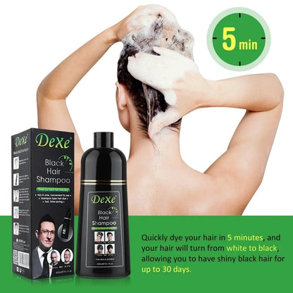 Shampoo tingido preto 200/400ml, tintura de cabelo preto, ingrediente de ervas, ginseng, gengibre, ganoderma lucidum, cabelo branco tingido, reparo de cabelo preto