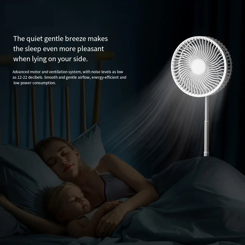 2025 new folding telescopic free adjustment fan charging usb multi-function outdoor portable home desktop floor-standing fan
