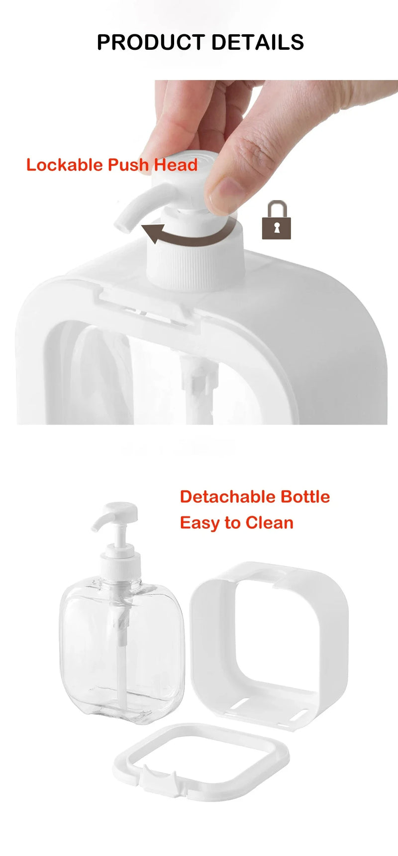 Dispensadores de jabón de baño de 300/500 ml, rellenables, para loción, champú y gel de ducha, portátiles, de viaje, con bomba de baño vacía.