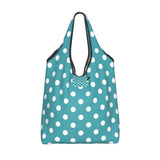 Custom Recycling Classic Black And White Polka Dot Shopping Bag Women Tote Bag Portable Grocery Shopper Bags