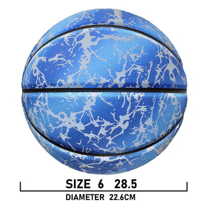 Glow Reflective Basketball Adult&Children Youth Wear-resistant Luminous Basketball Size 7/6/5 Pu Soft Leather Game Training Ball