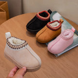 2026 New Fashion Children's Ankle Boots Soft Winter Causal Girls Cotton Shoes Solid Color Kids School Plush Boots Warm Shoes