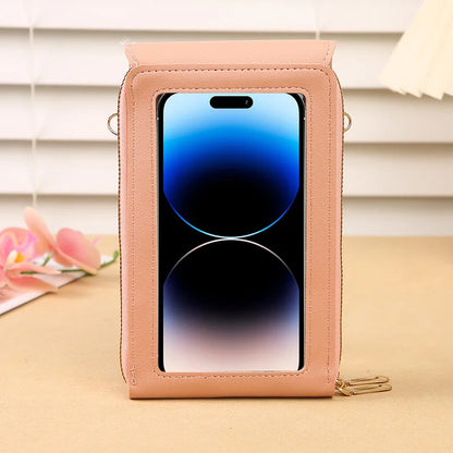 Cartera para teléfono móvil con pantalla táctil, de piel sintética, para mujer, minibolso de hombro con solapa, tipo bandolera, pequeño
