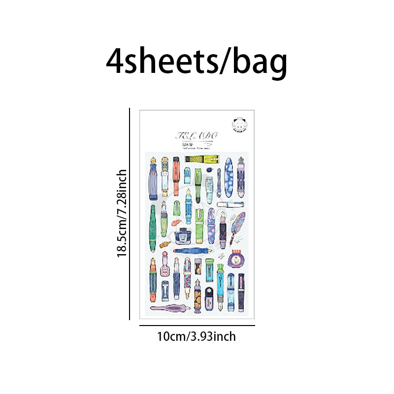 8pcs pencils erasers pens clips stationery themed stickers handbook DIY notebooks dairy pens students' back-to-school gifts