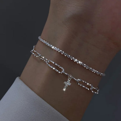 Pulseras brillantes ajustables para mujer, plata de ley 925, elegante joyería fina, regalos para bodas, moda, color nuevo 