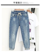XL-6XL Plus Size jeans for Women Mom Jeans Woman Elastic High Waist Blue BaggyJeans Denim Ripped Jeans Female Harem Pants