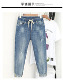 XL-6XL Plus Size jeans for Women Mom Jeans Woman Elastic High Waist Blue BaggyJeans Denim Ripped Jeans Female Harem Pants