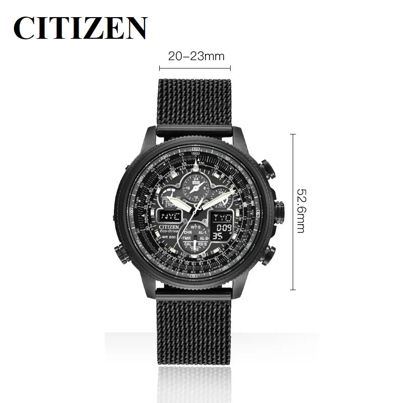 Reloj CITIZEN Skyhawk para hombre, de lujo, resistente al agua, de acero inoxidable, de cuarzo, informal, de negocios.