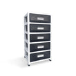 Plastic Storage Tower, Black, 5 Large Drawers with Casters
