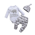 Newborn Baby Boy Baby Elephant Clothes Set Long Sleeve Romper Bodysuit Top and Pants with Hat Spring Autumn Cute Outfit for Boys