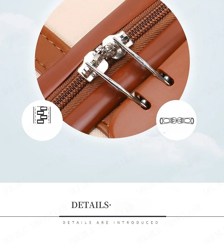 Rolling Luggage Set Women's Fashion Combination Lock Travel Suitcase Set Universal Cosmetic Bag Retro 2-Piece Trolley Luggage Set