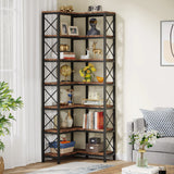 Tribesigns 7-Shelf Corner Bookshelf,Large Modern Corner Bookcase, 7-Tier Tall Corner Shelf Storage Display Rack with Metal Frame