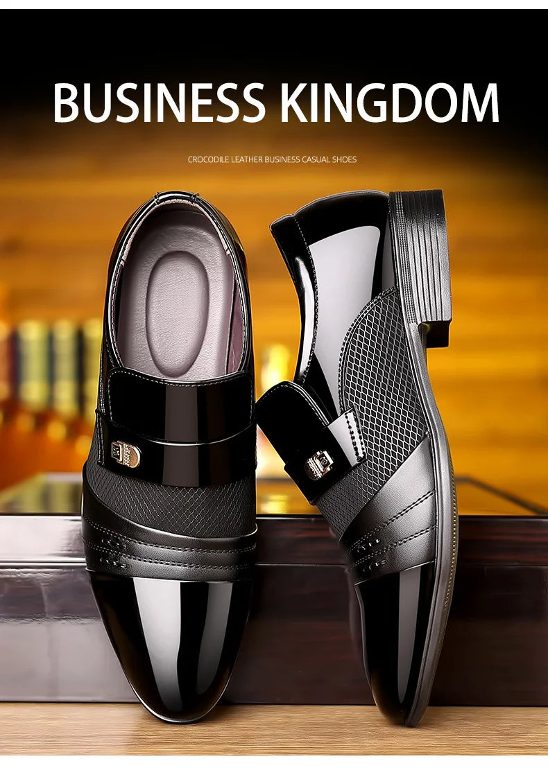 Men's Luxury Lacquer Oxford Wedding Shoes, Pointed Toe Dress Shoes for Men, Classic Business Men's Leather Shoes, Big Size 38-48
