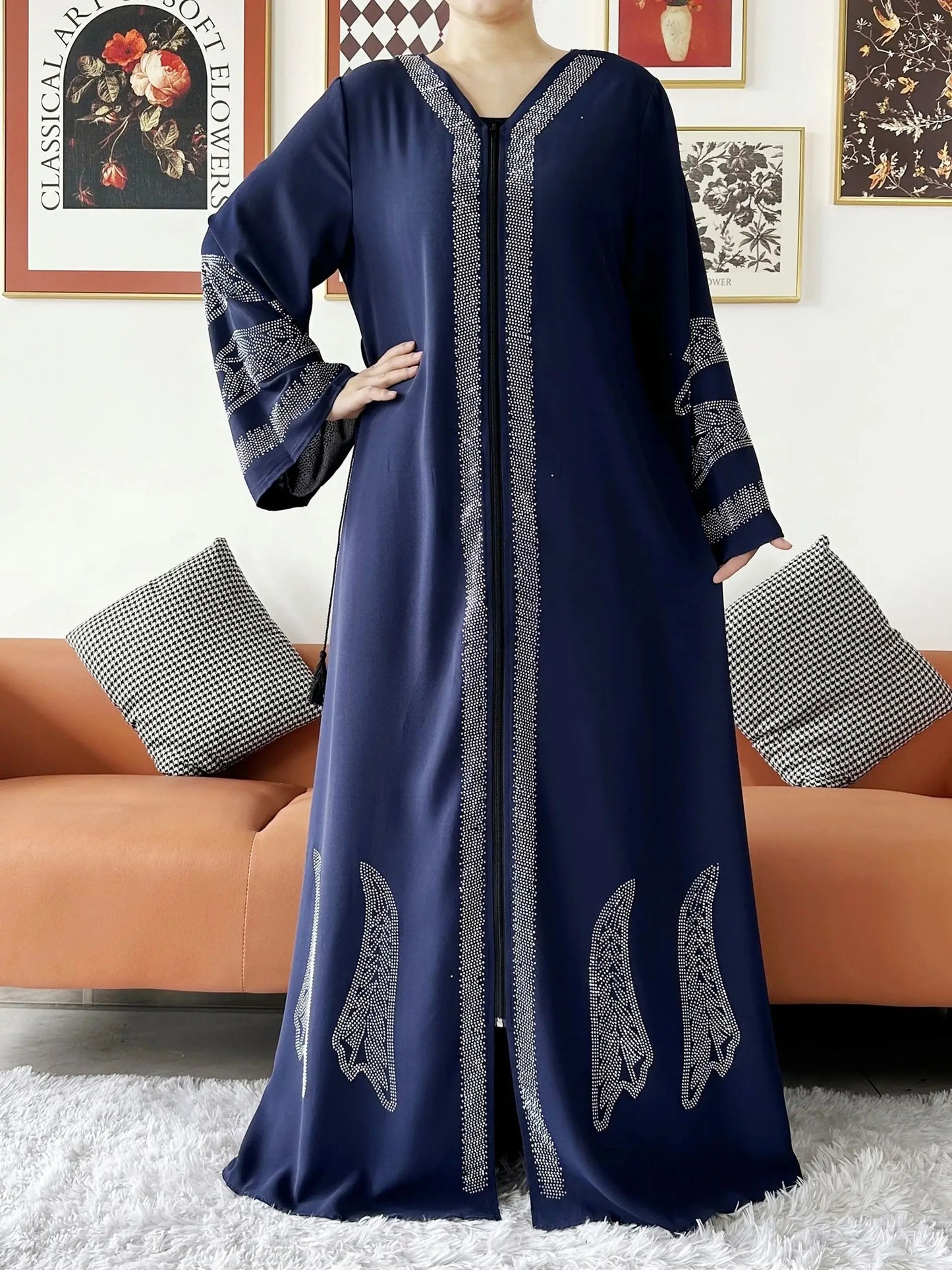 Vestido elegante de gasa para mujer, abaya abierta con cremallera, ropa musulmana, cárdigan islámico, abaya, nuevo