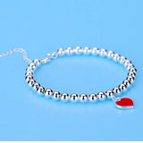 925 Sterling Silver beads chain Heart pendant Bracelets for Women Street all-match fashion designer Jewelry party wedding