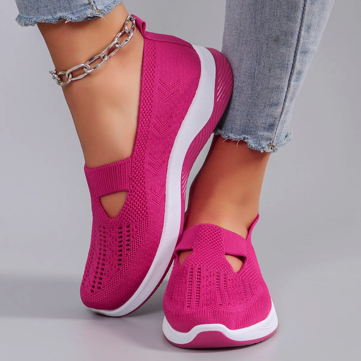 New women's spring sports shoes, trendy, breathable, lightweight, non-slip, wear-resistant, casual sports shoes, flat shoes
