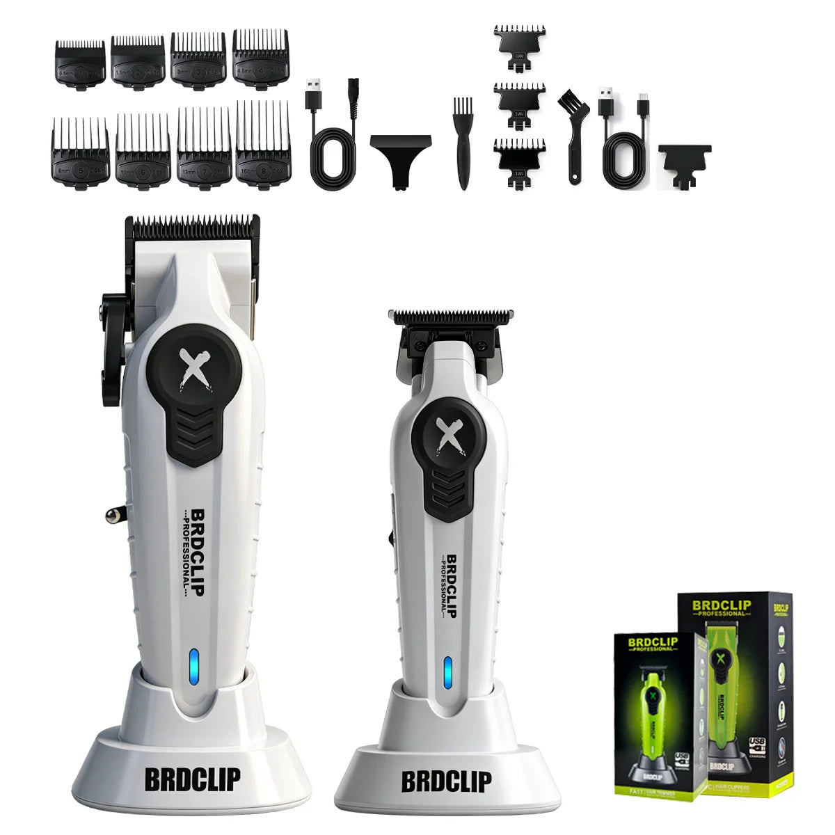 BRDCLIP New White Professional FA1C-T-609 Barber Hair Clipper Set Men's 10000RPM Electric Shaver Hair Trimmer Barbershop Tools