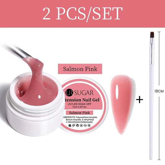 UR SUGAR 15ml Extension Nail Gel Polish Nails Finger Form Clear Nude Pink Nail Art Camouflage Hard Gel Acrylic Nail Manicure