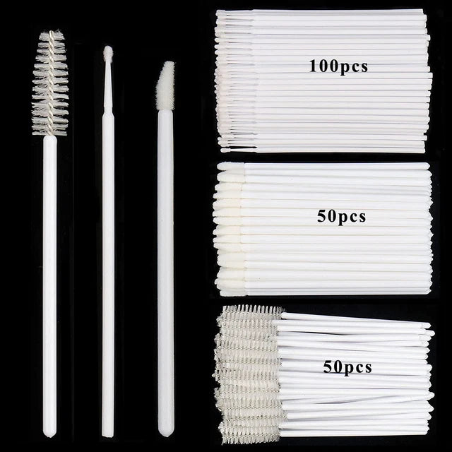 200pcs Disposable Eyelash Brush Set Mascara Wands Lip Brushes Microbrush Applicator Cotton Swab for Eyelash Extension Eyebrow Makeup Tools 