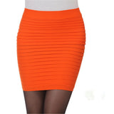 Summer Women's High Waist Skirt Solid Color Elastic Pleated Skirt For Office Lady Draped Slim Mini Skirt Sexy Lady Pencil Skirts
