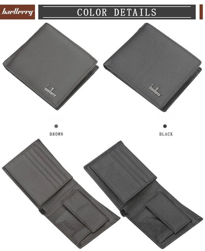 Baellerry Men Genuine Cow Leather Wallet Card Holder Male Purse Short with Coin Pocket Leather Wallets for Men