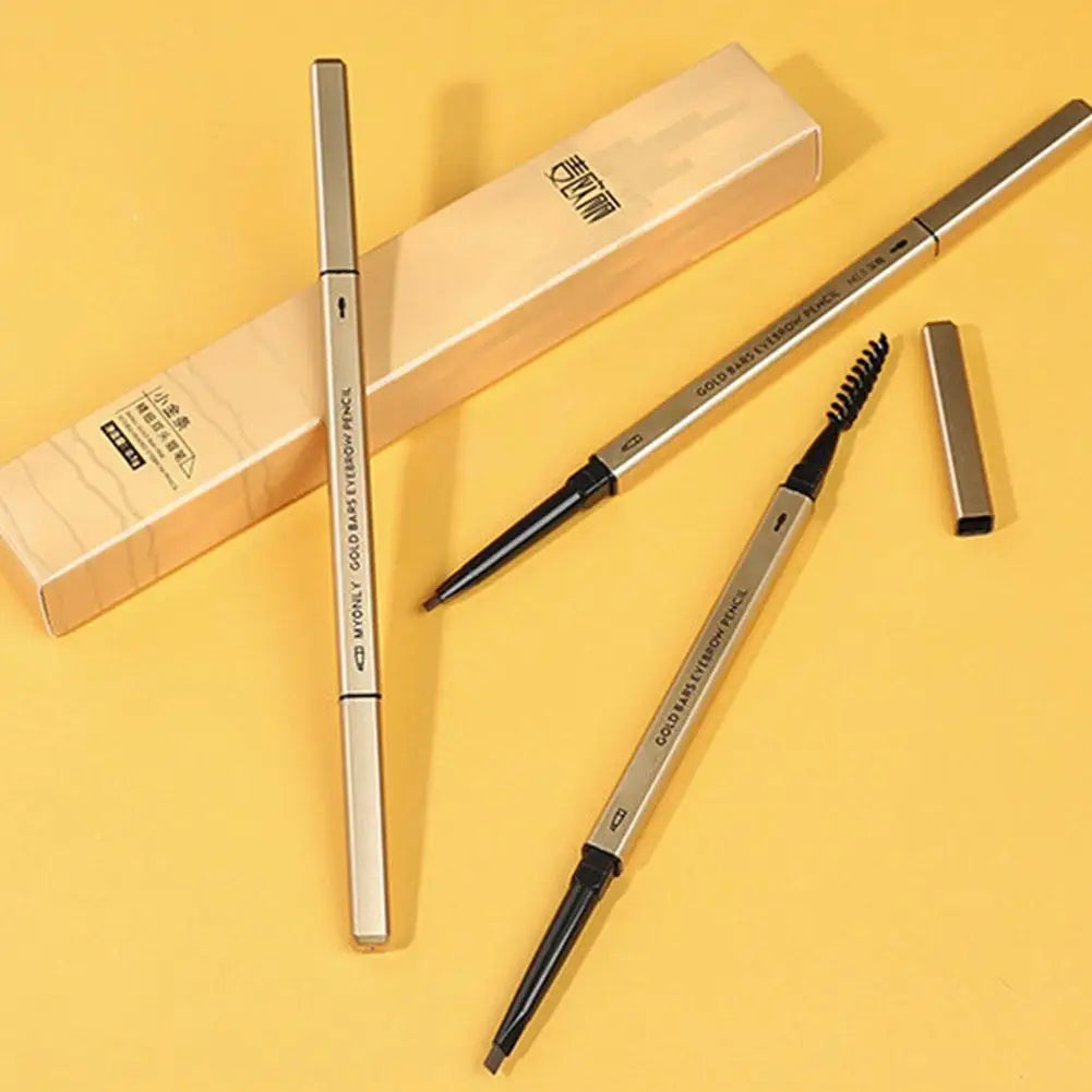 Natural Eyebrow Pencil 5 Colors Brown Double Head Long Lasting Waterproof Ultra Fine Eye Brow Pen Luxury Gold Cosmetic