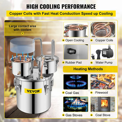 SucceBuy 12L 20L 30L 50L Alcohol Brewing Distiller DIY Moonshine Apparatus Stainless Steel Still Whisky Brandy Home Appliance