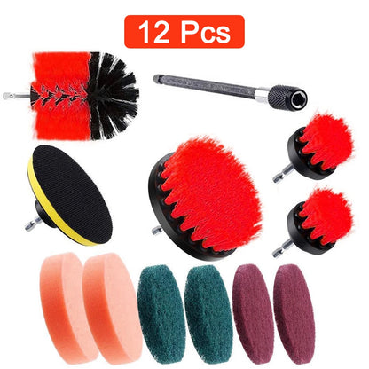 Kit de 12 o 4 cepillos para taladro eléctrico, cepillo de limpieza para alfombras, vidrios, coches, cocinas, baños, herramientas de limpieza del hogar. 