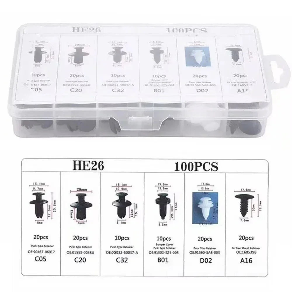 800pcs-100Pcs Car Fastener Clip Kit Fender Rivet Plastic Clips Auto Body Push Retainer Pin Rivet Bumper Door Trim Panel Repair