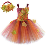 Fairy Costume for Girls Forest Woodland Autumn Fairy Tutu Dress Up Maple Leaves Halloween Thanksgiving Tulle Princess Dress 1-12T