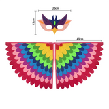 Children Owl Wings Costume Animals Peacock Felt Cloak with Mask for Kids Boys Girls Stage Performance Halloween Party Cape