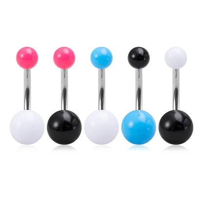 5Pcs 14G Navel Piercing Jewelry Set Sexy Colorful Acrylic Belly Piercing for Women 316L Surgical Steel Bar Belly Button Rings