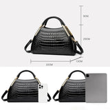 Alligator Patent Leather Shoulder Crossbody Handbags for Women, Luxury Brand Designer Hobo Bags, Two-Layer Sac