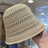 Hollow Out Crochet Sun Hat Wide Brim Bucket Hat Knitted Fisherman Hat Foldable Visor Small Fresh Simple Outdoor Casual Beach Cap
