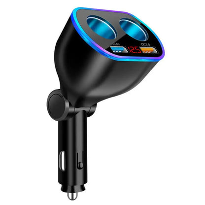 QC3.0 Car Charger 12V Dual USB LED Display  Fast Charging 120° Rotation Cigarette Lighter Sockets Power Adapter For Phone Tablet